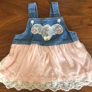 Buster Brown Lace and floral overall dress